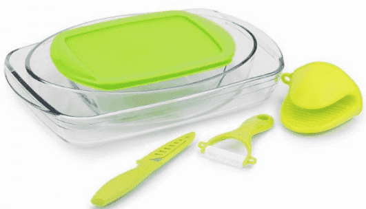 Набор: формы для запекания, нож и овощечистка PYREX